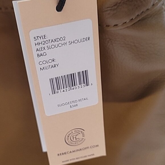 NWT - Rebecca Minkoff - Alex Slouchy Leather Shoulder Bag - Military - Tan - Picture 16 of 16